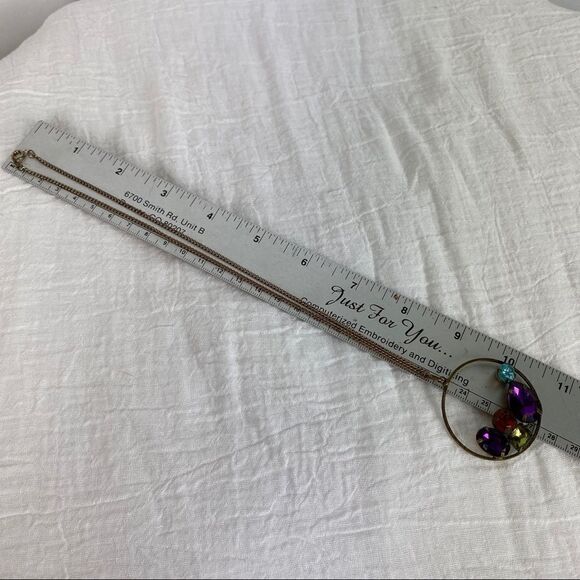 Multi Stone Circle Pendant Necklace - Picture 6 of 6